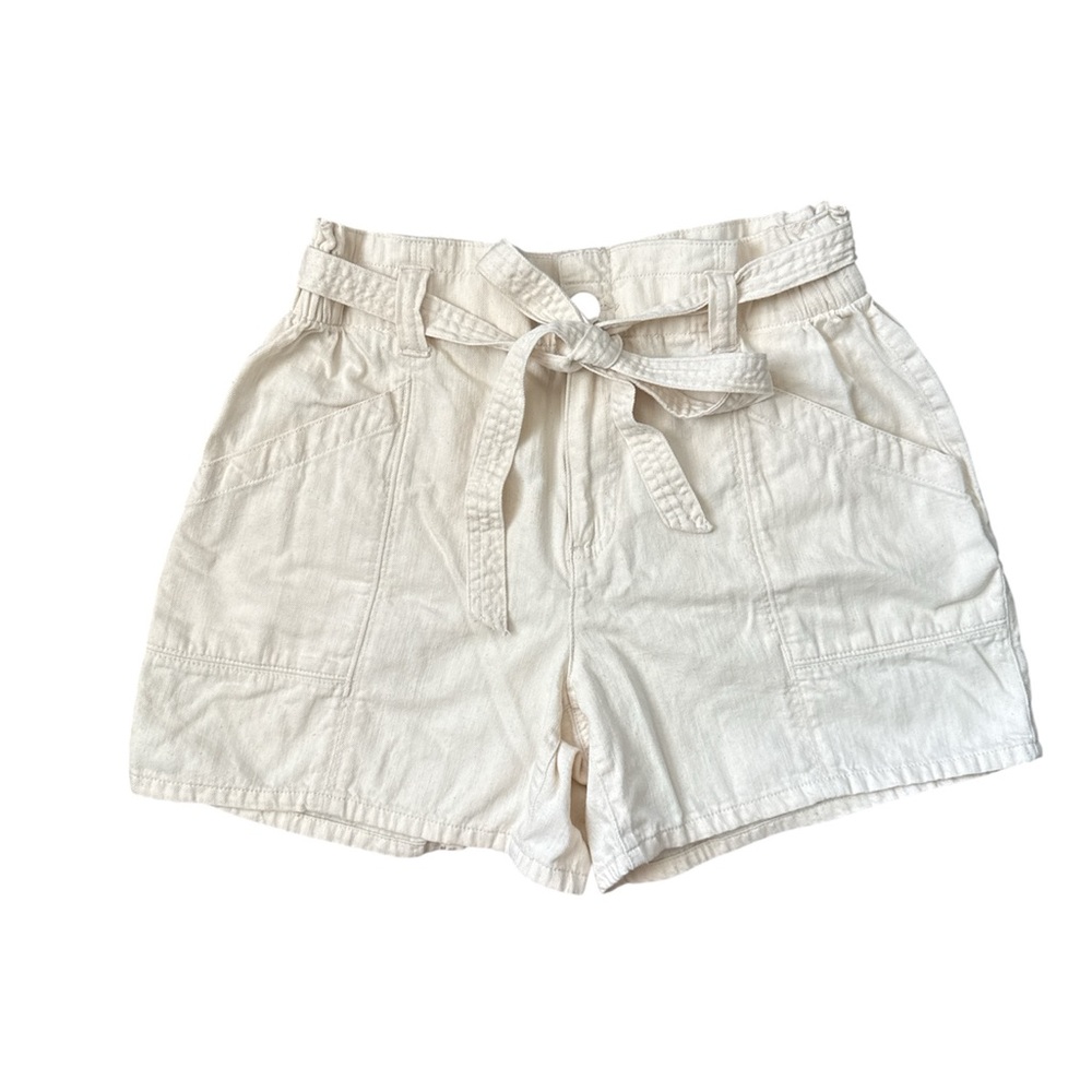 Women's Cream Tie-Waist Shorts